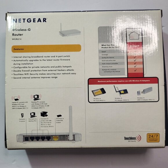 Netgear WGR614 54MBPS 4 Port 10/100 Wireless G Router (WGR614v7) - Picture 2 of 6